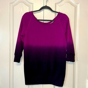 Fabletics Women’s Purple Ombré Distressed Colar Active 3/4 Sleeves Top Size XS